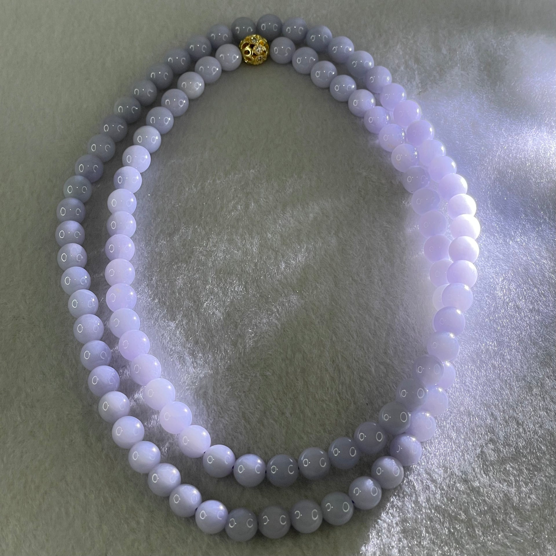 Type A Full Lavender Jadeite Beads Necklace 57.74g 66cm 7.0mm 98 Beads - Huangs Jadeite and Jewelry Pte Ltd