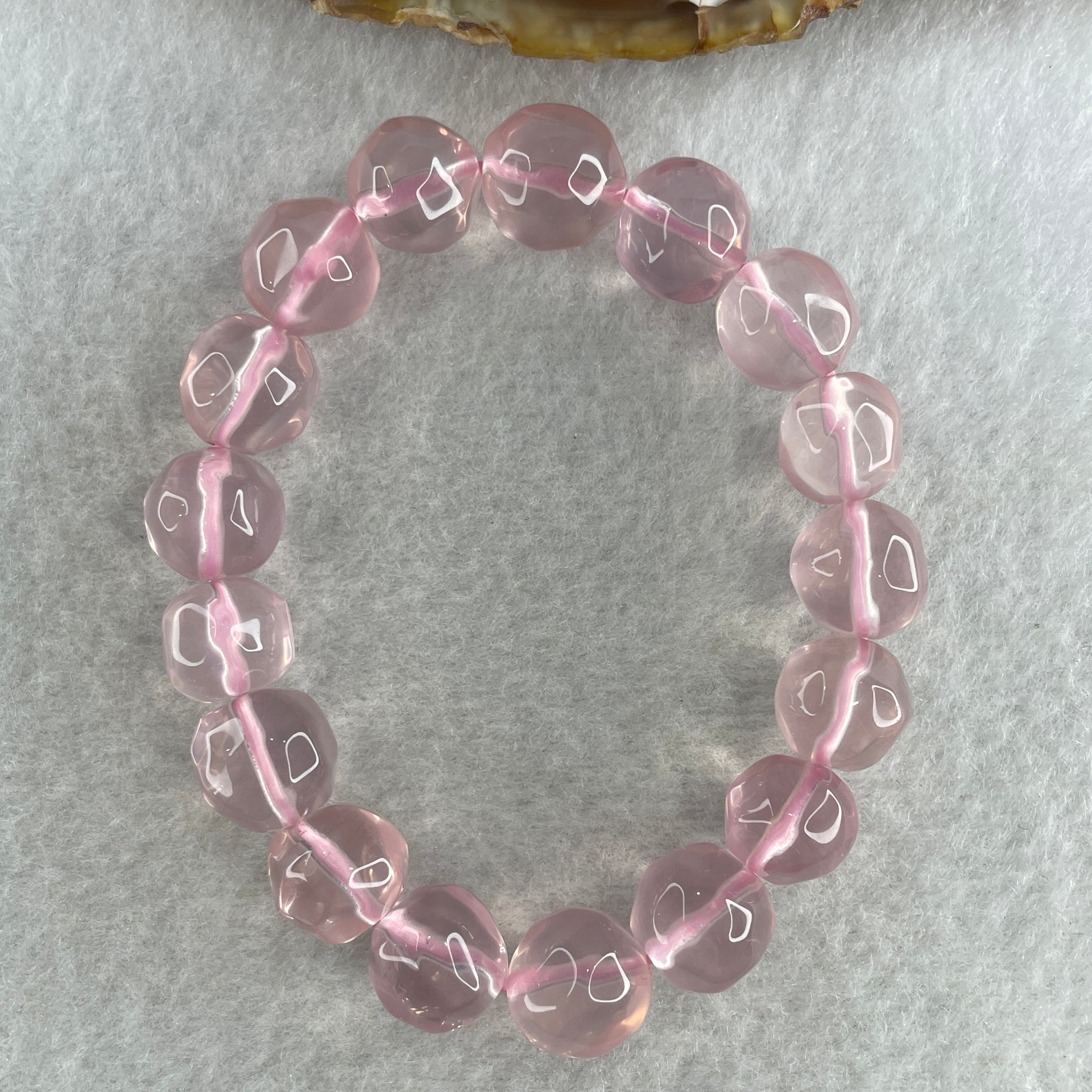 Natural Rose Quartz Beads Bracelet 32.08g 14.5cm 11.4mm 17 Beads - Huangs Jadeite and Jewelry Pte Ltd
