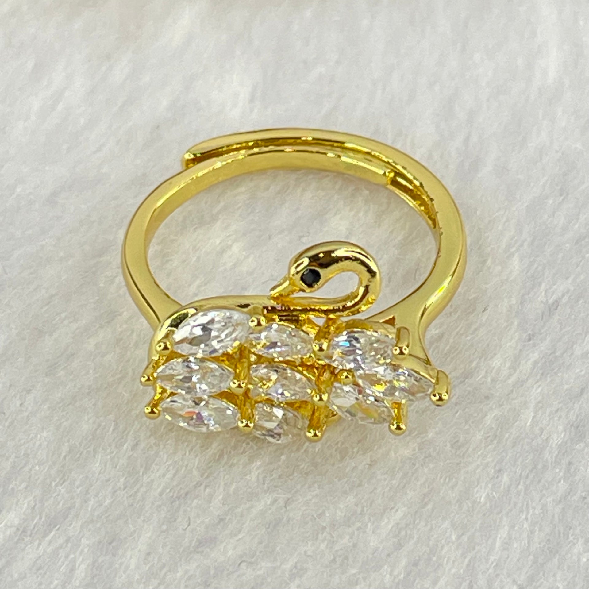 Yellow Cubic Zirconia in PT950 Plated in Sliver Ring (Adjustable Size) 3.54g 5.9 by 4.0 by 2.8mm 5pcs - Huangs Jadeite and Jewelry Pte Ltd