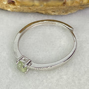 Type A Semi Icy Green Cabochon Jadeite in S925 Sliver Ring (Adjustable Size) 1.09g 4.0 by 2.0mm - Huangs Jadeite and Jewelry Pte Ltd