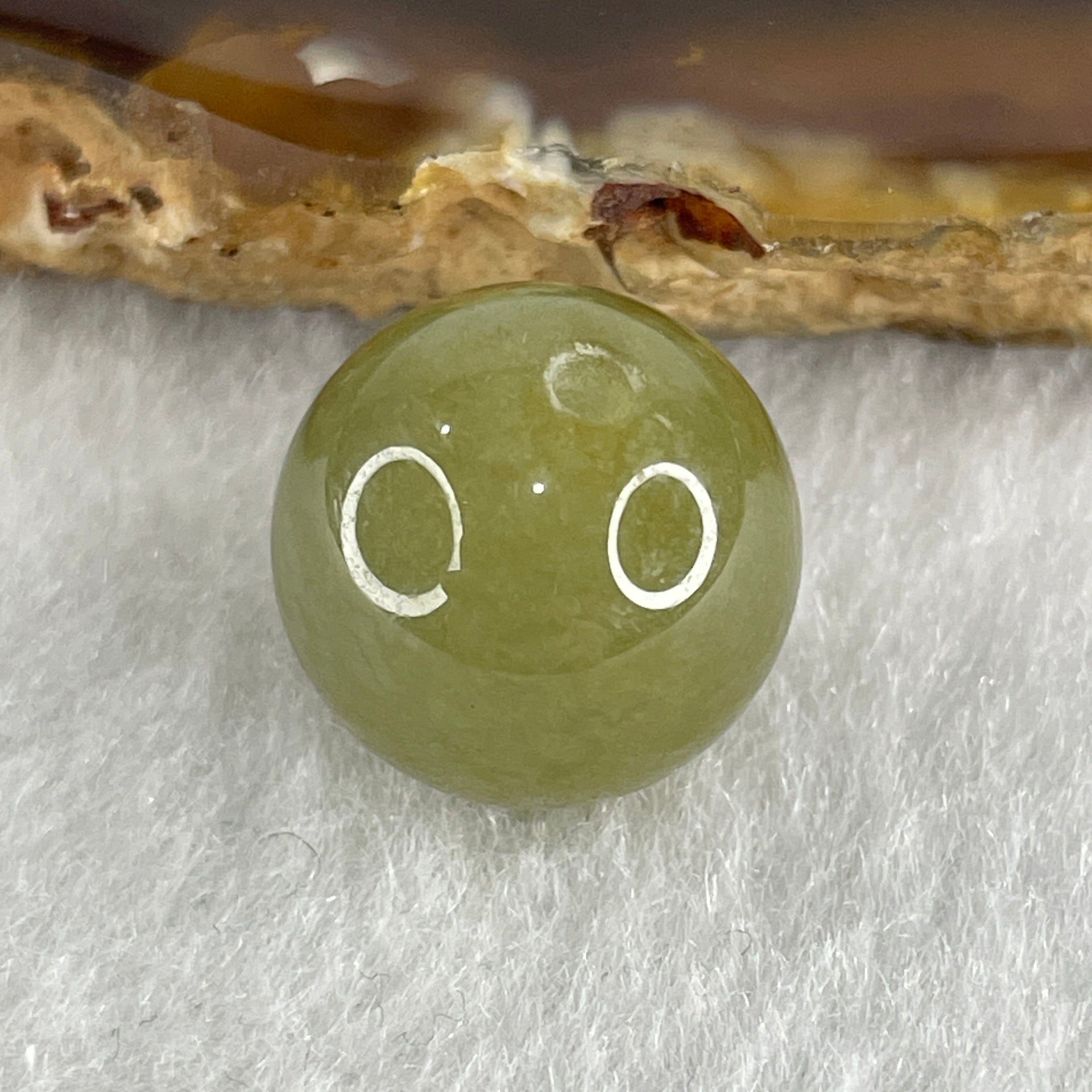 Natural Type A Yellowish Green Jadeite Bead Charm 4.15g 13.9mm - Huangs Jadeite and Jewelry Pte Ltd