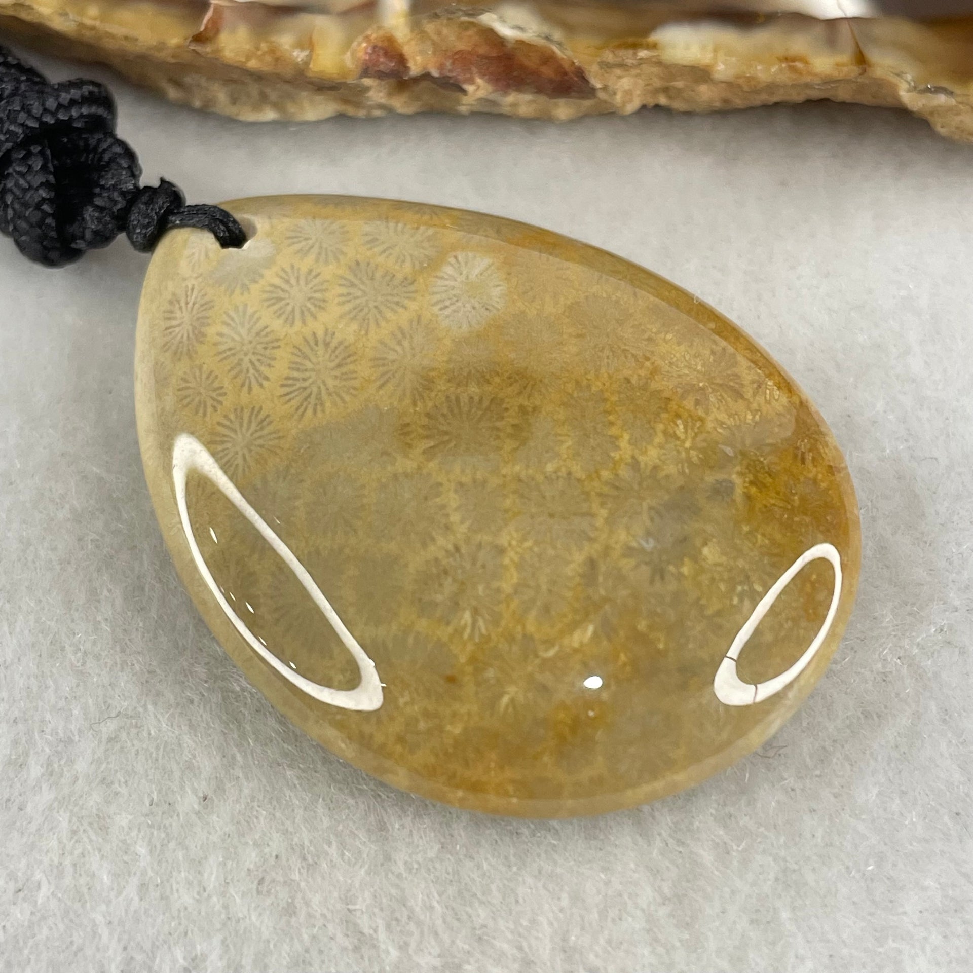 Natural Brown Coral Agate Pendant 19.88g 44.0 by 31.3 by 10.5mm - Huangs Jadeite and Jewelry Pte Ltd