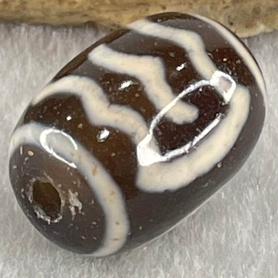 Natural Powerful Tibetan Old Oily Agate Double Garuda Dzi Bead Heavenly Master (Tian Zhu) 3.96g 16.9 by 12.2mm - Huangs Jadeite and Jewelry Pte Ltd