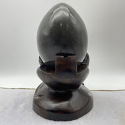 Natural Deep Purple Amethyst Egg with Wooden Stand Display Total 6,107.6g 175.0 by 200.0 by 270.0mm - Huangs Jadeite and Jewelry Pte Ltd