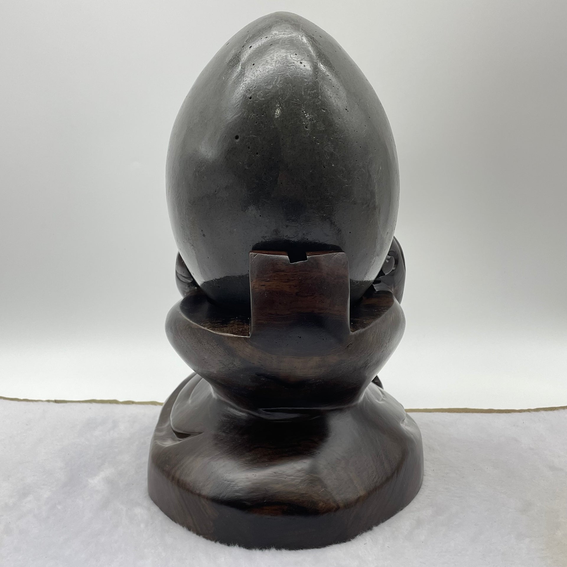 Natural Deep Purple Amethyst Egg with Wooden Stand Display Total 6,107.6g 175.0 by 200.0 by 270.0mm - Huangs Jadeite and Jewelry Pte Ltd