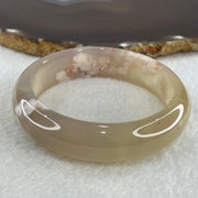 Natural Faint Yellow with Faint Lavender Flower Agate Bangle 56.68g Internal Diameter 59.2mm 15.8 by 8.9mm (Perfect) - Huangs Jadeite and Jewelry Pte Ltd