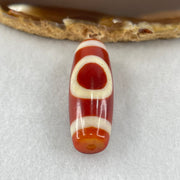 Natural Powerful Tibetan Old Oily Red White Agate One Eye Earth Element Dzi Bead Heavenly Master (Tian Zhu) 一眼土元素天珠 15.03g 37.7 by 13.4mm - Huangs Jadeite and Jewelry Pte Ltd