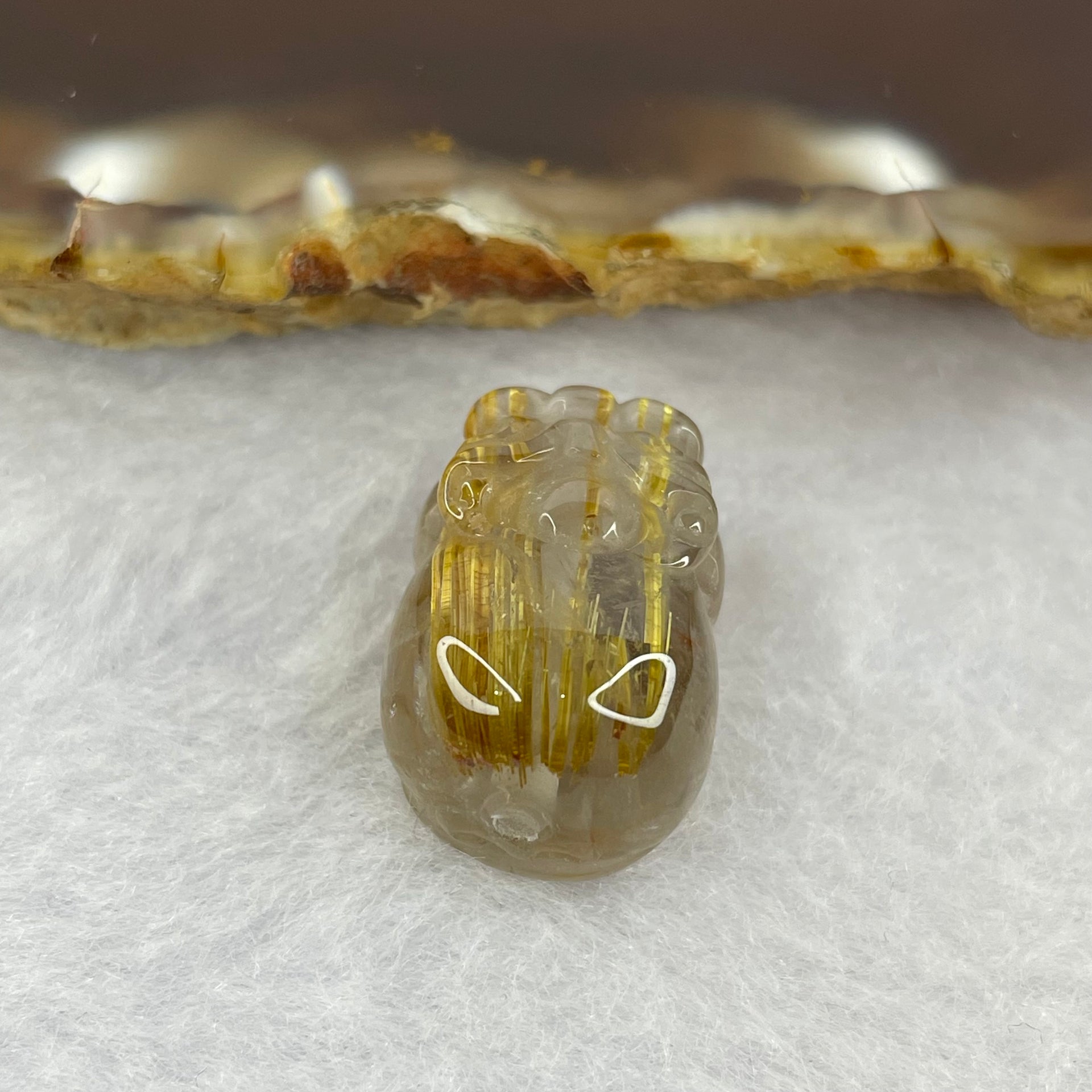 Good Grade Natural Golden Shun Fa Rutilated Quartz Pixiu Charm for Bracelet 天然金顺发水晶貔貅 4.91g 18.8 by 13.1 by 11.1mm - Huangs Jadeite and Jewelry Pte Ltd
