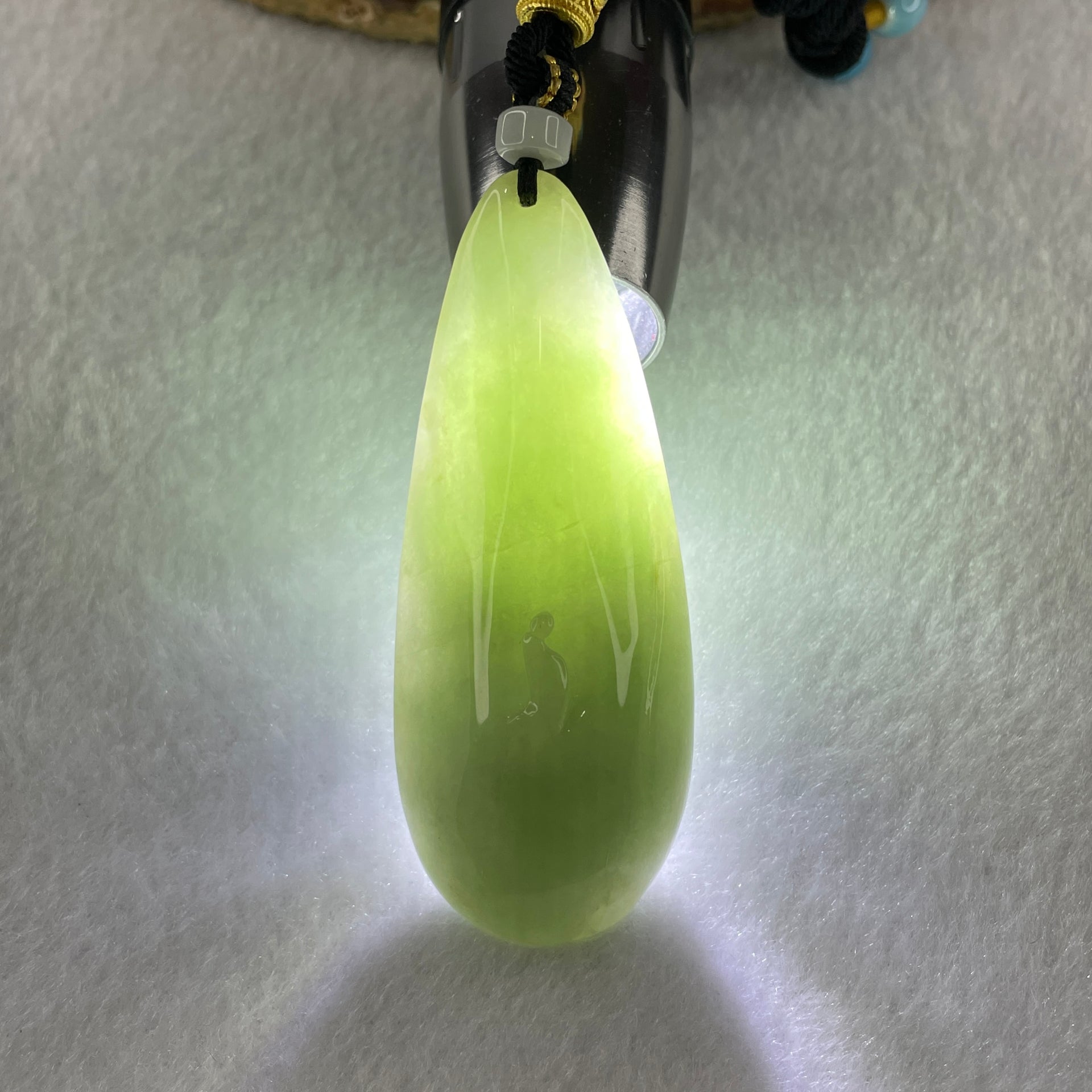 Natural Type A Light Green Jadeite People Seeking for Enlightenment Pendant 48.13g 70.6 by 28.5 by 13.8mm - Huangs Jadeite and Jewelry Pte Ltd