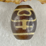 Natural Powerful Tibetan Old Oily Agate Double Nectar Vessel Dzi Bead Heavenly Master (Tian Zhu) 双花蜜容器眼天 6.08g 19.8 by 14.8mm - Huangs Jadeite and Jewelry Pte Ltd