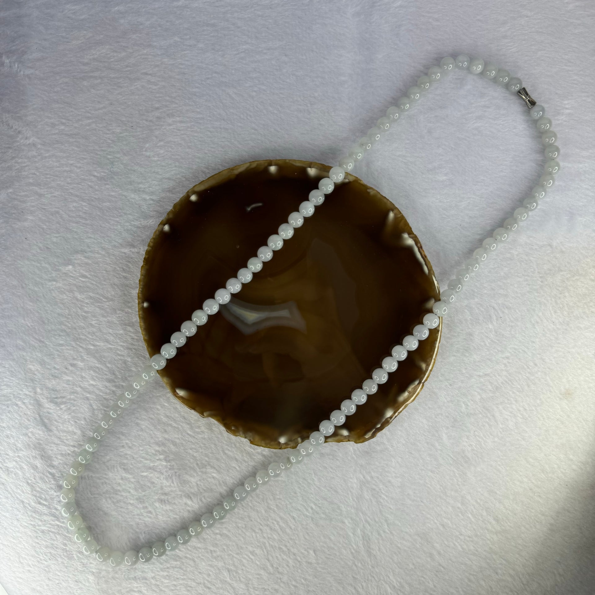 Type A Semi Icy Jelly Lavender Jadeite Beads Necklace 83.24g 76cm 8.2mm 98 Beads - Huangs Jadeite and Jewelry Pte Ltd