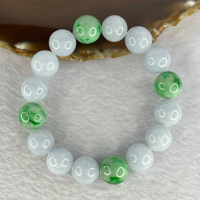 Type A Lavender with Apple Green Emerald Green Piao Hua 13.6mm 16 Beads Bracelet 54.22g - Huangs Jadeite and Jewelry Pte Ltd