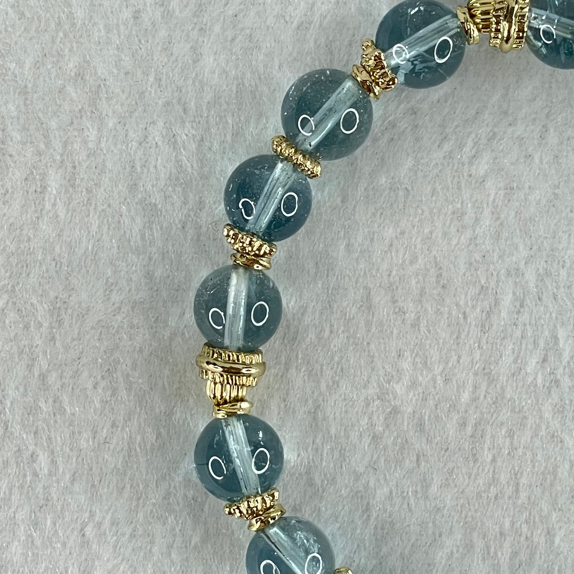 Good Grade Natural Blue Topaz Beads Bracelet 26.61g 16cm 8.8mm 16 Beads - Huangs Jadeite and Jewelry Pte Ltd