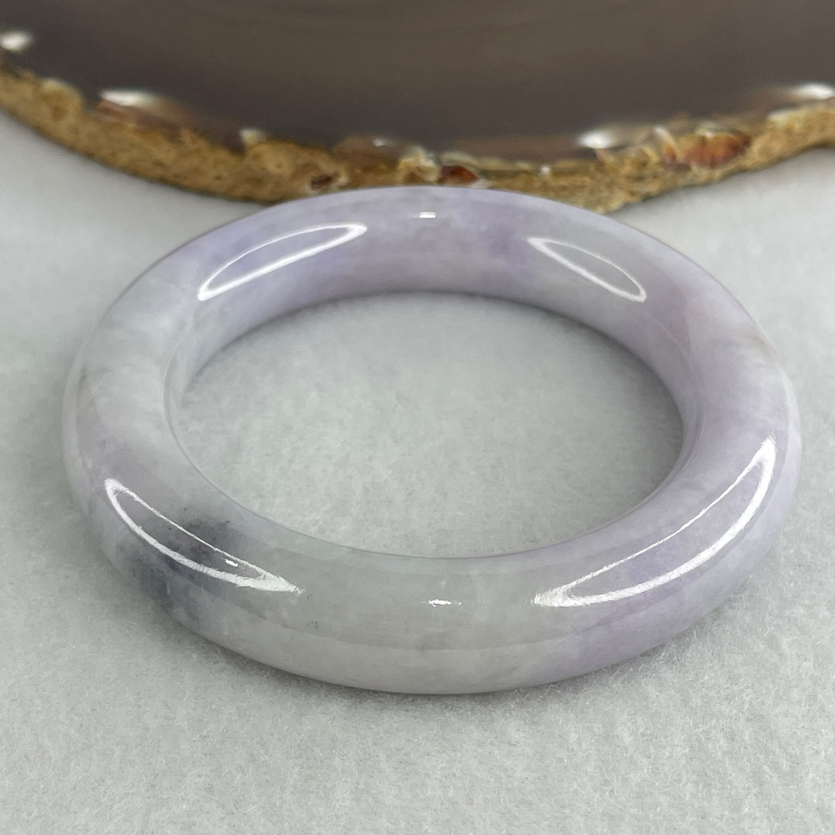 Natural Type A Lavender, Wuji Grey & Green Jadeite Full Round Bangle | 51.6mm Inner Diameter (76.95g | 12.5×12.0mm | Crown, Heart & Root Chakra Balance & Aura Shield) (Slight Internal Line)