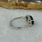Type A Translucent Black Omphasite Jadeite with Crystals in S925 Sliver Ring (Adjustable Size) 2.00g 11.1 by 6.1 by 3.0mm - Huangs Jadeite and Jewelry Pte Ltd