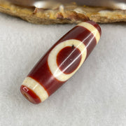 Natural Powerful Tibetan Old Oily Red White Agate One Eye Gold Metal Element Dzi Bead Heavenly Master (Tian Zhu) 一眼金天珠 9.24g 37.8 by 12.6mm - Huangs Jadeite and Jewelry Pte Ltd