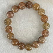 Average Grade Natural Copper Rutilated Quartz Beads Bracelet 40.96g 16cm 12.1mm 17 Beads - Huangs Jadeite and Jewelry Pte Ltd