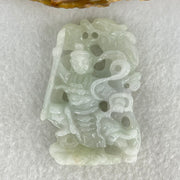Type A Light Green and Lavender Jadeite Nezha with Dragon Pendant 25.06g 54.8 by 37.4 by 10.5mm - Huangs Jadeite and Jewelry Pte Ltd
