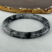 Type A Wuji Grey Black Piao Hua Jadeite Bangle Internal Diameter 55.4mm 39.68g 7.9 by 9.4mm (Slight Internal Lines) - Huangs Jadeite and Jewelry Pte Ltd