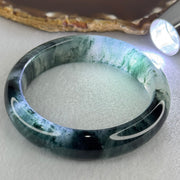 Transparent Colourless with Dark Greenish Black Piao Hua Sodium Feldspar Jade Bangle 水沫玉手镯 Internal Diameter 58.1mm 59.21g 15.6 by 9.0mm - Huangs Jadeite and Jewelry Pte Ltd