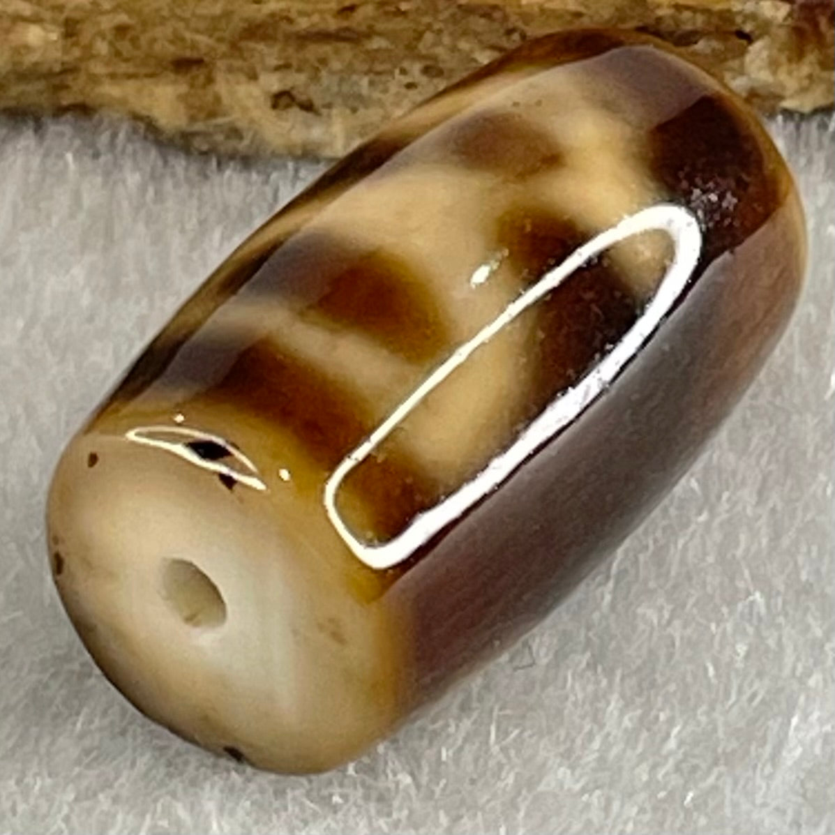 Natural Powerful Tibetan Old Oily Agate Double Cai Shen Dzi Bead Heavenly Master (Tian Zhu) 双财神长天珠 4.89g 19.8 by 11.9mm - Huangs Jadeite and Jewelry Pte Ltd