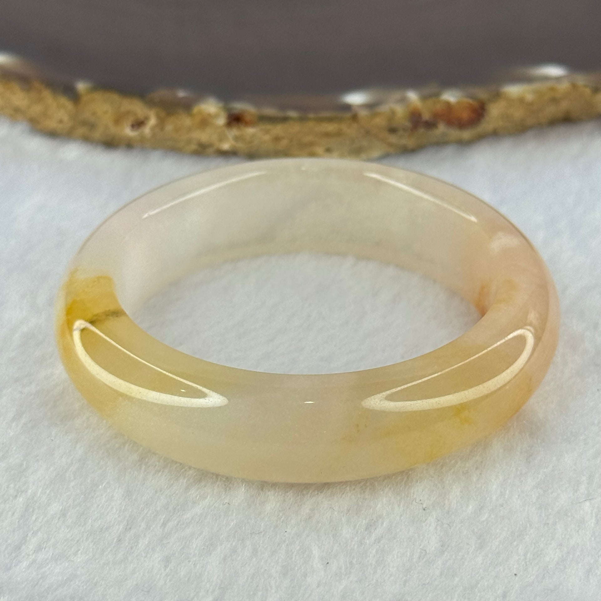 Transparent Peach Yellow Quartzite Jade Bangle 天山水沫玉手镯 47.49g Internal Diameter 48.2mm 14.2 by 9.0mm - Huangs Jadeite and Jewelry Pte Ltd