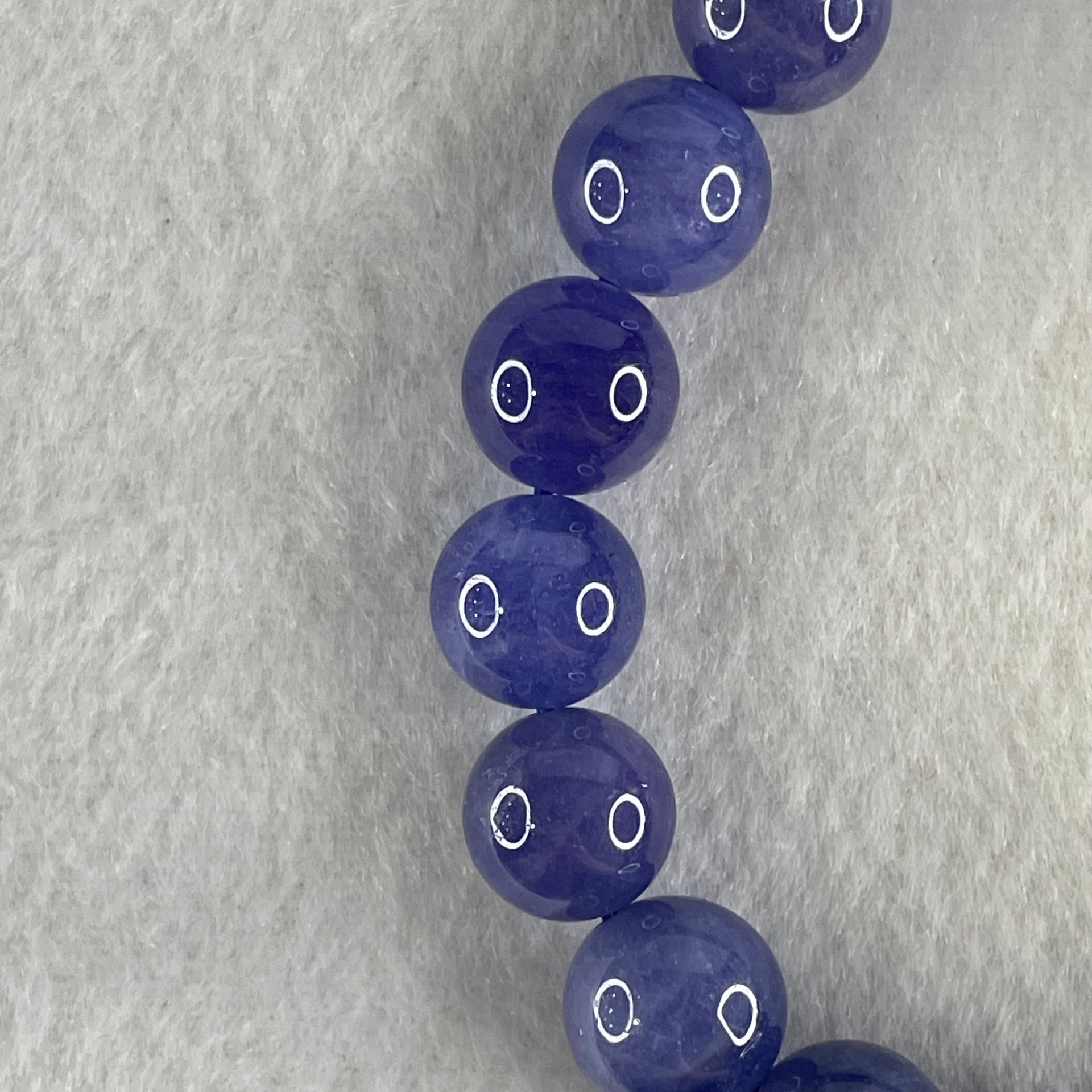 Good Grade Natural Blue Tanzanite Beads Bracelet 39.53g 16.5cm 10.8mm 19 Beads - Huangs Jadeite and Jewelry Pte Ltd