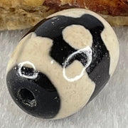 Natural Powerful Tibetan Old Oily Dark Brown With White Agate 3 Eyes Dzi Bead Heavenly Master (Tian Zhu) 三眼天诛 4.73g 17.8 by 13.3mm - Huangs Jadeite and Jewelry Pte Ltd