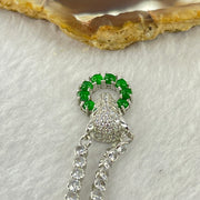 Type A Icy Green Omphasite Jadeite Panther with Crystals in S925 Crystals Necklace 13.38g 3.3 by 1.5mm 8pcs - Huangs Jadeite and Jewelry Pte Ltd