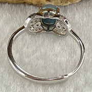 Type A Dark Blue with Blueish Green Jadeite with Crystals in S925 Sliver Ring (Adjustable Size) 1.65g 5.8 by 4.5mm - Huangs Jadeite and Jewelry Pte Ltd