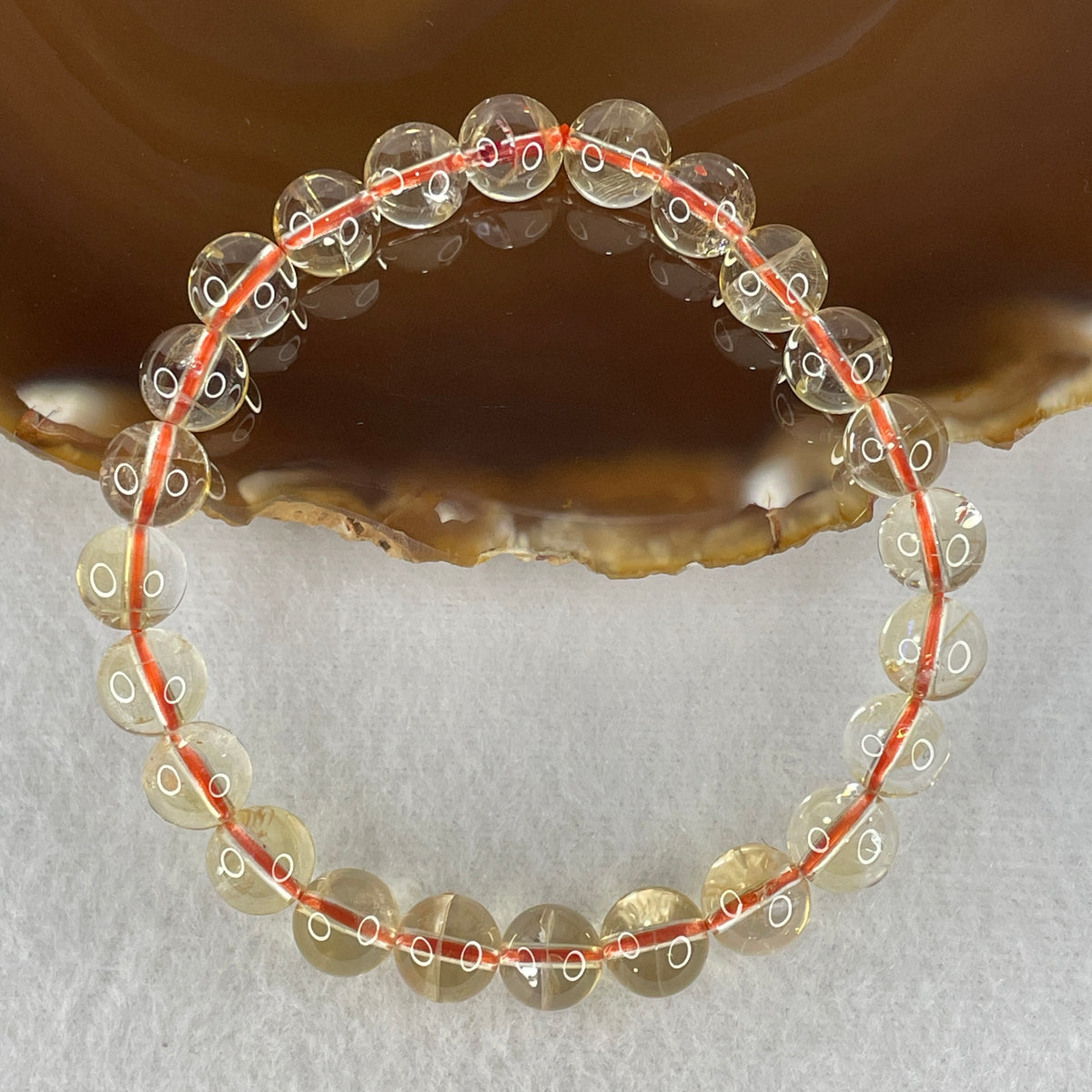 Certified Average Grade Natural Yellow Citrine Crystal Beads Bracelet | 8.8mm Golden Merchant's Stone (20.95g | 17cm Wrist Sizing | 24 Beads)