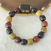 Natural Mixed Color Rose Wood Beads Bracelet 多宝珠小叶紫檀黑檀金丝楠手链 23.56g 18cm 12.2mm 16 Beads - Huangs Jadeite and Jewelry Pte Ltd
