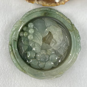 Type A Blueish Green Jadeite Phoenix with Prosperity Flowers Bangle Inner Diameter 57.2mm 12.4 by 10.6mm and Pendant 55.6 by 12.4mm Total Weight 124.77g - Huangs Jadeite and Jewelry Pte Ltd