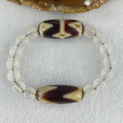 Natural Powerful Tibetan Old Oily Agate Tiger Tooth Daluo Dzi Bead Heavenly Master (Tian Zhu) with White Agate Beads Bracelet 24.84g 14cm 29.8 by 13.0mm Double Tiger Tooth - 29.5 by 12.3 Tiger Tooth - Huangs Jadeite and Jewelry Pte Ltd