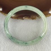Certified Natural Type A Jelly Green & Green Piao Hua Jadeite Oval Bangle | (43.47g | 54.3mm Inner Diameter | 13.8mm x 6.6mm | Very Very Slight External Rough | Radiance, Steady Wealth "Zheng Cai" Anchor & Feng Shui Prosperity Catalyst) - Huangs Jadeite and Jewelry Pte Ltd