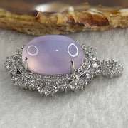 Natural Pink Chalcedony Agate Pendant on S925 Sliver with Cubic Zirconia 7.43g 17.9 by 13.0 by 8.0mm - Huangs Jadeite and Jewelry Pte Ltd
