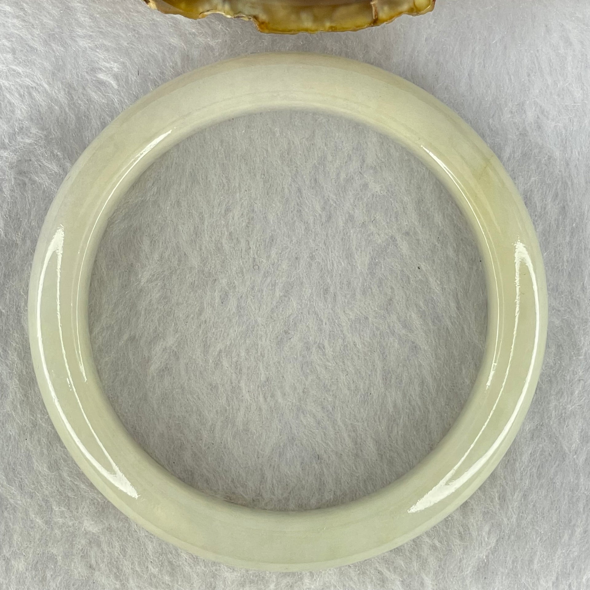 Type A Faint Yellowish Green Lavender Jadeite Bangle Internal Diameter 56.9mm 55.50g 12.4 by 8.6mm (Internal Lines) - Huangs Jadeite and Jewelry Pte Ltd
