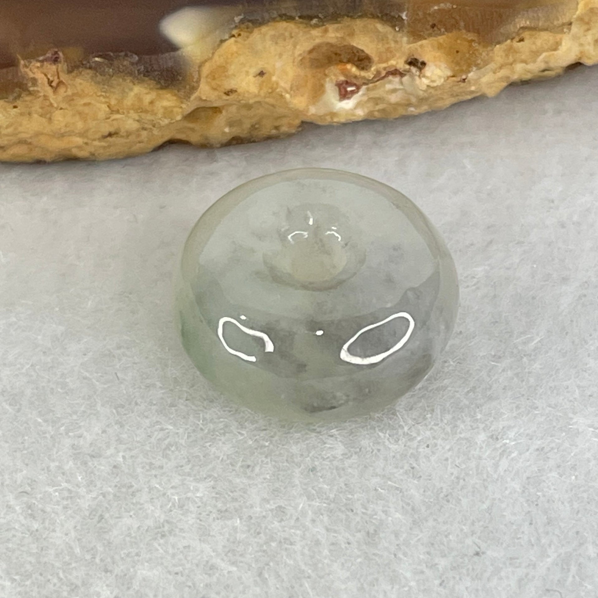 Type A Icy Wuji Grey Jadeite Ping An Kou Donut Charm Pendant 2.77g 13.8 by 7.0mm - Huangs Jadeite and Jewelry Pte Ltd