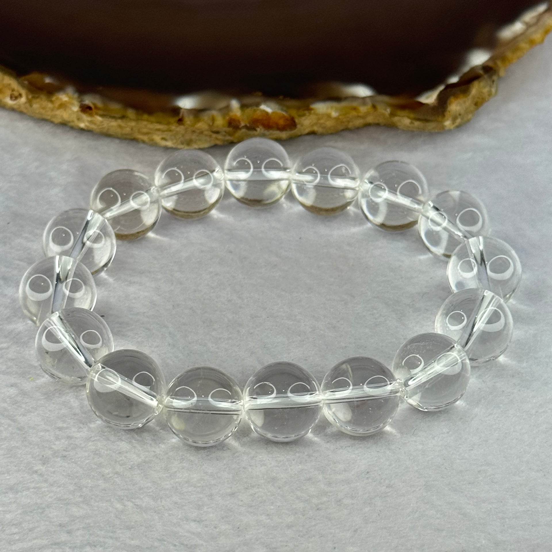 Natural Clear Quartz Beads Bracelet 天然白水晶手链 46.13g 17.5cm 12.9mm 16 Beads - Huangs Jadeite and Jewelry Pte Ltd