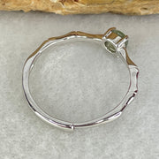 Type A Semi Icy Green Cabochon Jadeite in S925 Sliver Bamboo Ring (Adjustable Size) 0.96g 4.0 by 2.0mm - Huangs Jadeite and Jewelry Pte Ltd