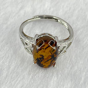 Natural Cognac Amber in S925 Sliver Ring (Adjustable Size) 2.11g 12.7 by 9.0 by 4.5mm - Huangs Jadeite and Jewelry Pte Ltd