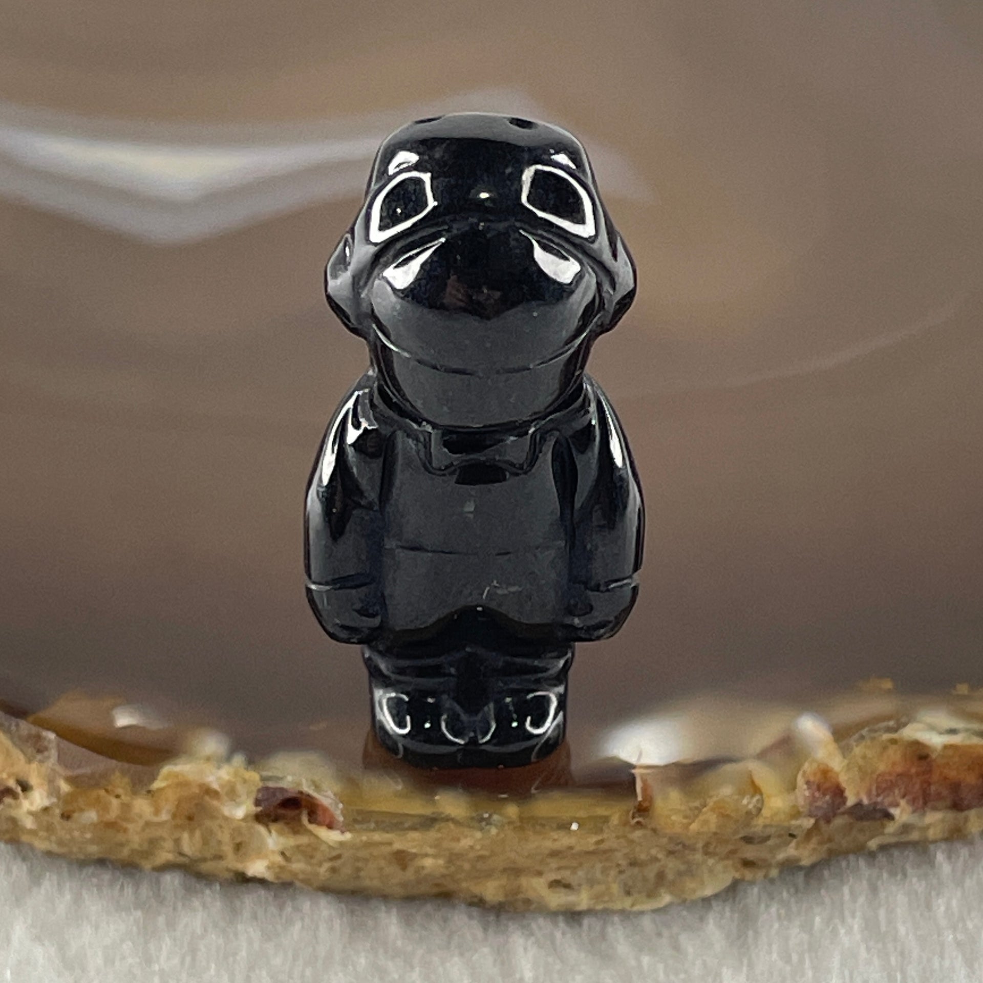 Type A Opaque Black Omphacite Boy Pendant Charm 11.99g 34.6 by 16.8 by 15.7mm - Huangs Jadeite and Jewelry Pte Ltd