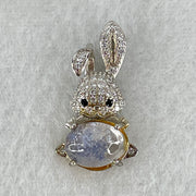 Rare Natural Blue Dumortierite Rutilated Quartz in S925 Sliver Rabbit Pendant 2.40g 9.9 by 7.0 by 4.0mm - Huangs Jadeite and Jewelry Pte Ltd
