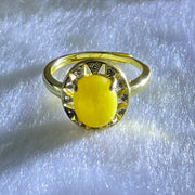 Natural Butterscotch Amber in  S925Sliver Gold Color Ring (Adjustable Size) 2.83g 9.9 by 7.9 by 4.0mm - Huangs Jadeite and Jewelry Pte Ltd