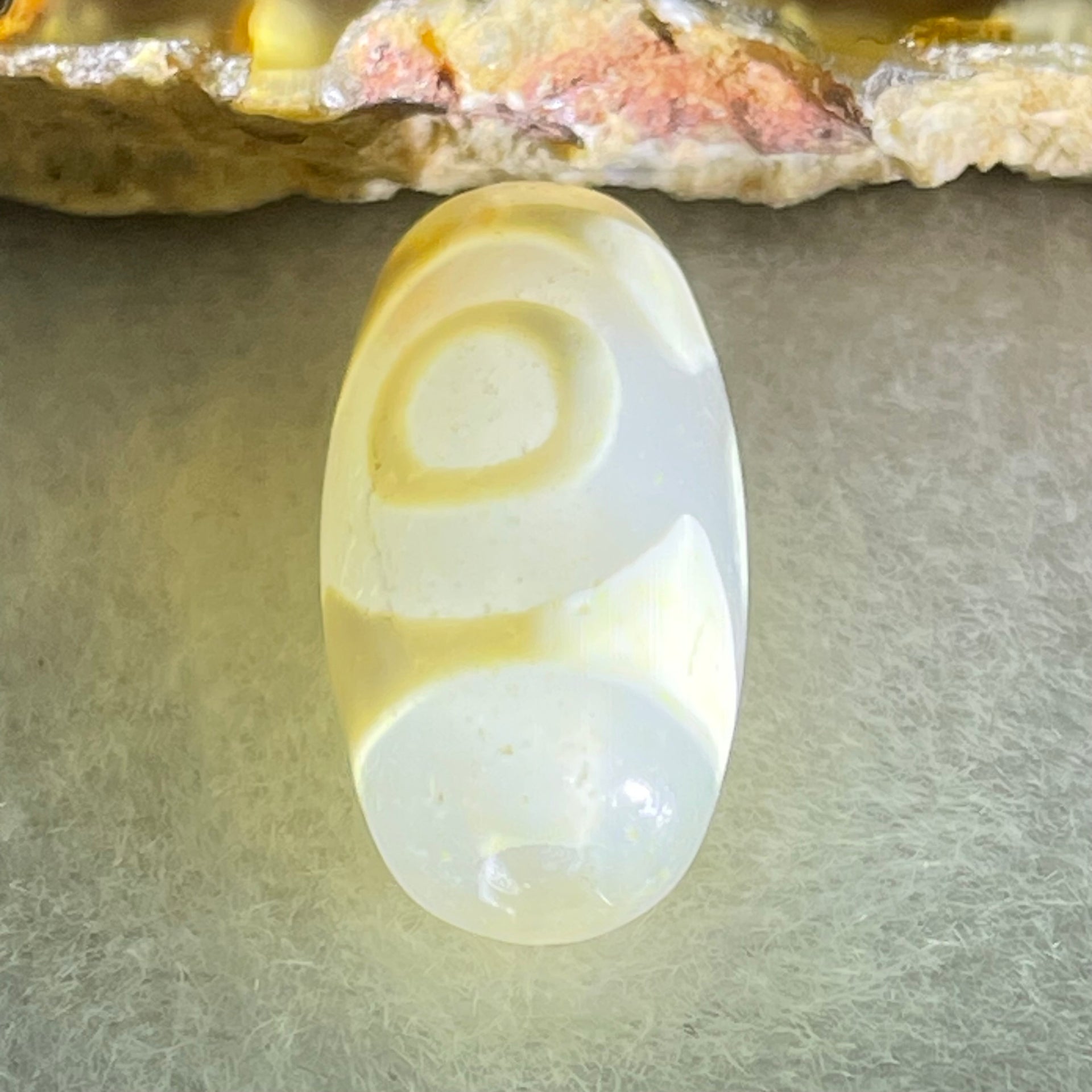 Natural Powerful Tibetan Old Oily Agate 3 Eyes Dzi Bead Heavenly Master (Tian Zhu) 三眼天诛 3.17g 20.1 by 10.4mm - Huangs Jadeite and Jewelry Pte Ltd