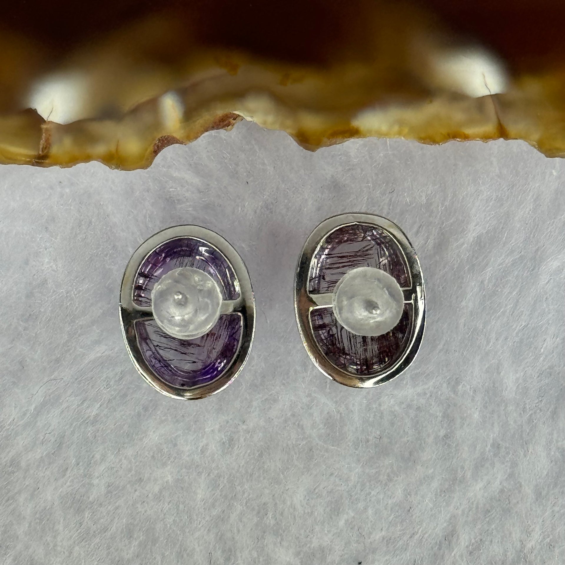 Good Grade Natural Super 7 S925 Silver Earrings 3.56g 12.1 by 9.3 by 5.5mm - Huangs Jadeite and Jewelry Pte Ltd