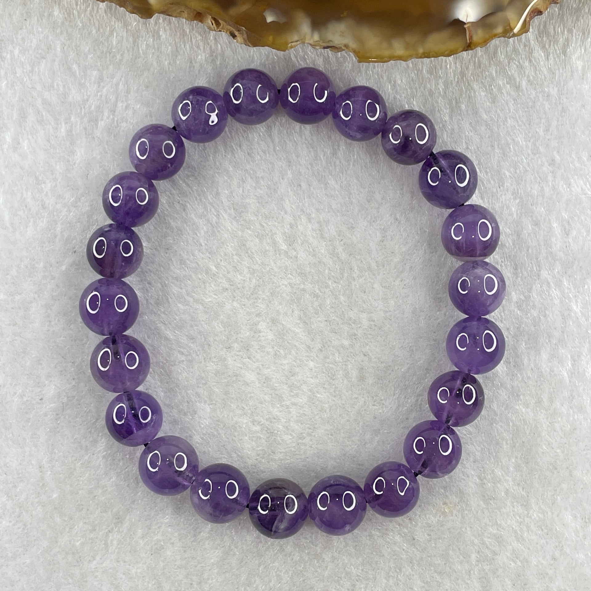 Natural Amethyst Quartz Beads Bracelet 16.03g 14cm 8.0mm 22 Beads - Huangs Jadeite and Jewelry Pte Ltd