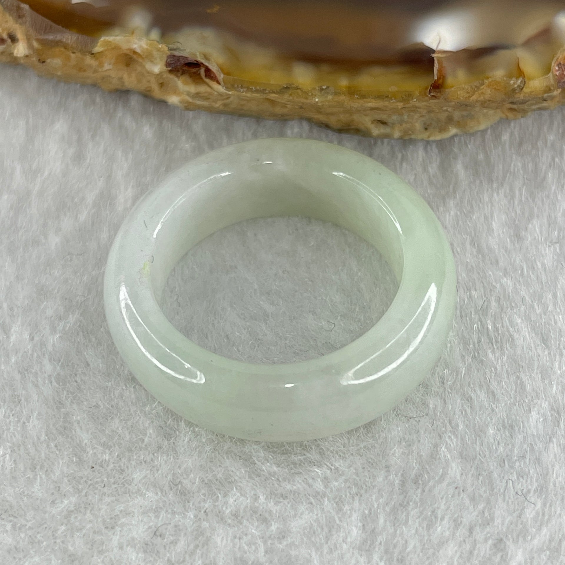 Type A Natural Faint Green to White Jadeite Ring 4.40g 6.5 by 4.8mm US 6.9 HK 15.2 (Very Very Slight Internal Line) - Huangs Jadeite and Jewelry Pte Ltd