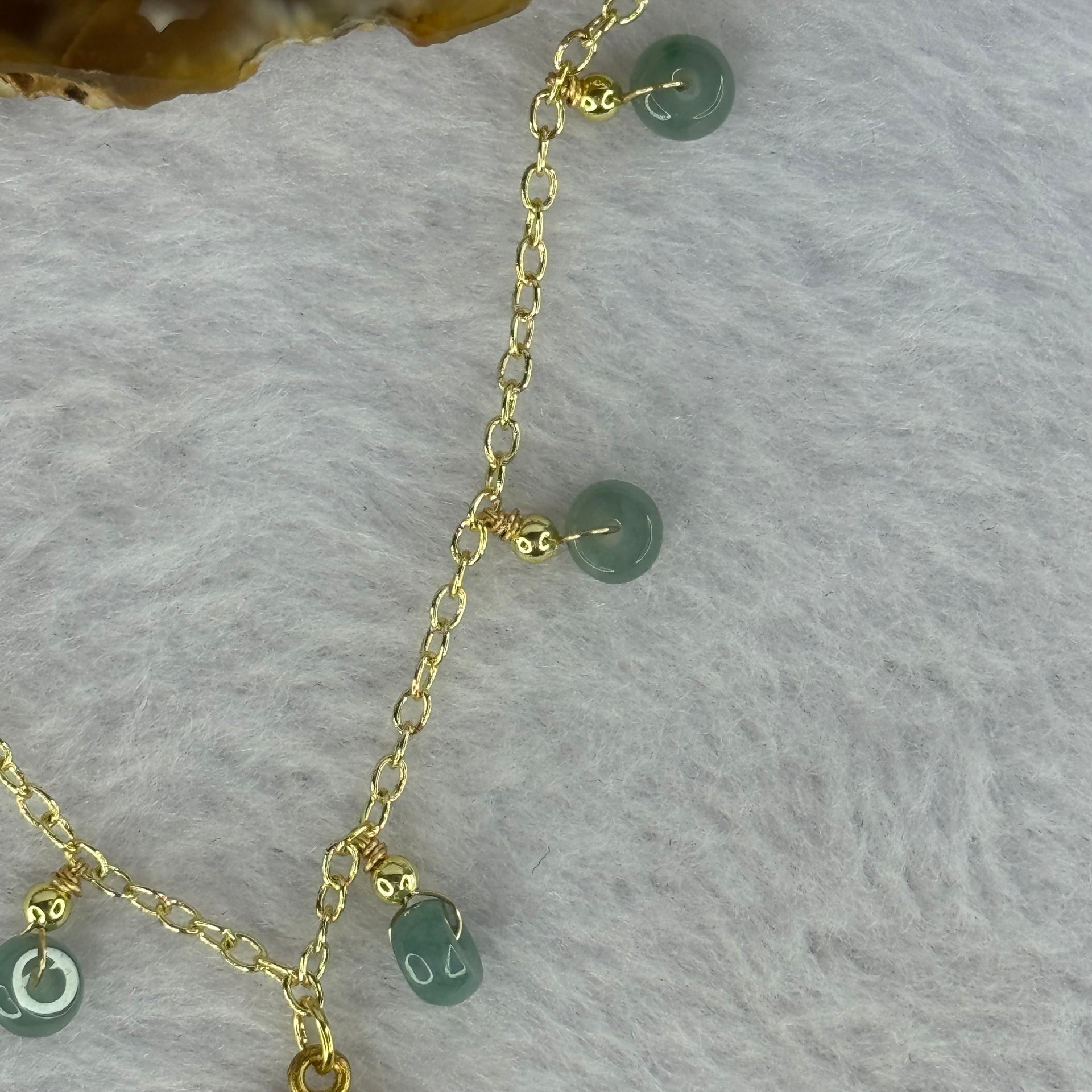 Type A Icy Blueish Green Jadeite God of Fortune Cai Shen Ye Pendent In Gold Color Necklace 8.61g 38.2 by 15.8 by 3.8mm - Huangs Jadeite and Jewelry Pte Ltd