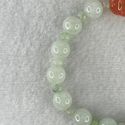 Natural Type A Light Green Jadeite Round Shape Beads with Red Agate Paw Charm Bracelet 29.33g 17cm 10.0mm 14 Beads - Huangs Jadeite and Jewelry Pte Ltd